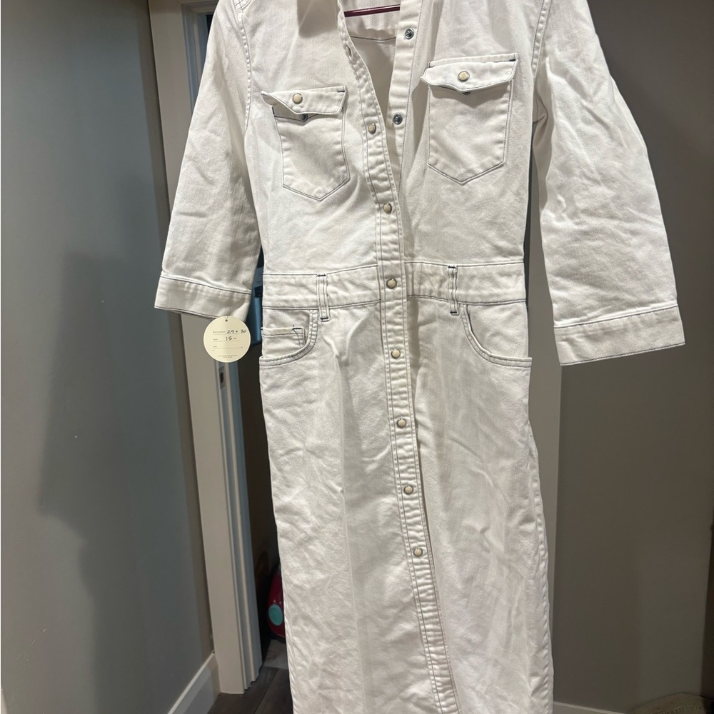 All Saints Polly White Denim Button-Up Dress